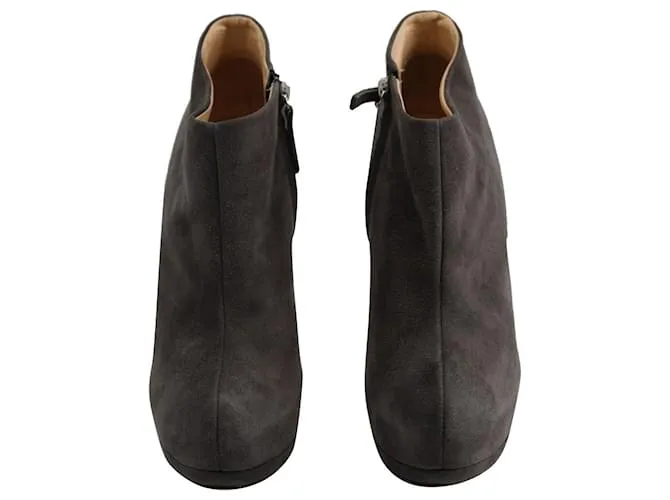 Giambattista Valli Giuseppe Zanotti Botines con tacón y plataforma en ante gris Castaño 