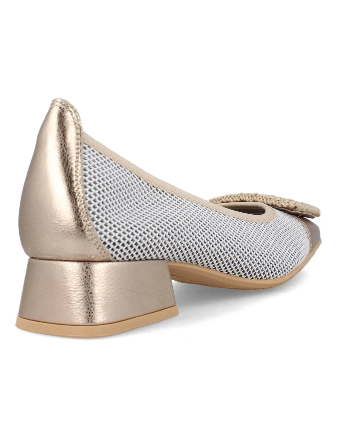 HISPANITAS  BAILARINA REJILLA TACóN BROCHE MENORCA ANTICO