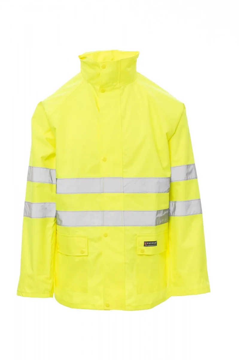 HURRICANEJACKET. CHAQUETA DE ALTA VISIBILIDAD PARA LLUVIA CON BANDAS 3M