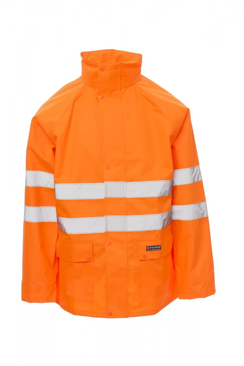 HURRICANEJACKET. CHAQUETA DE ALTA VISIBILIDAD PARA LLUVIA CON BANDAS 3M