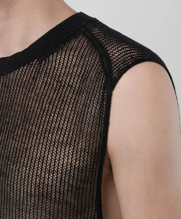JAN JAN VAN ESSCHE BLACK OPENWORK TSHIRT WITH LINEN