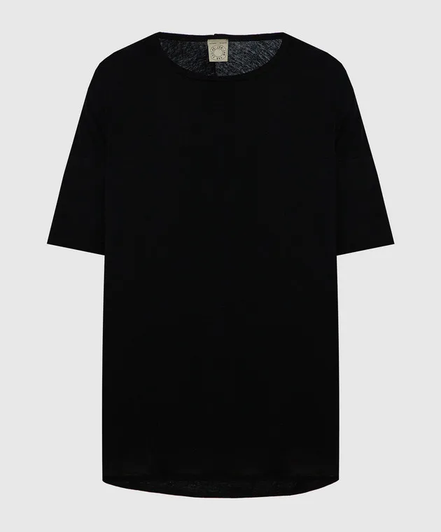 JAN JAN VAN ESSCHE BLACK TSHIRT WITH LINEN