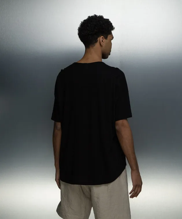 JAN JAN VAN ESSCHE BLACK TSHIRT WITH LINEN