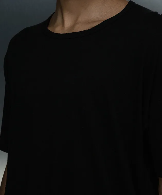 JAN JAN VAN ESSCHE BLACK TSHIRT WITH LINEN
