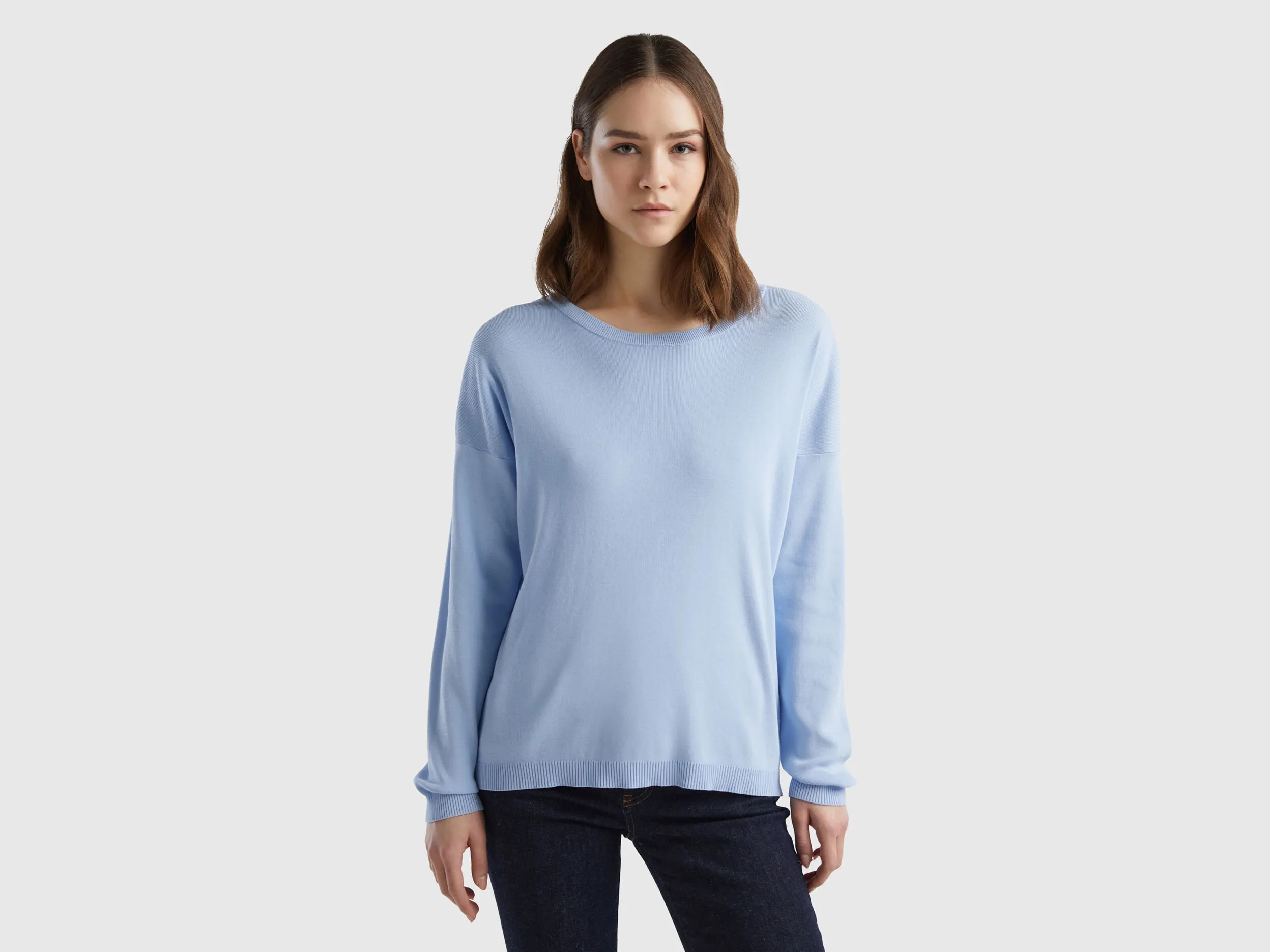 Jersey de algodón con escote redondo