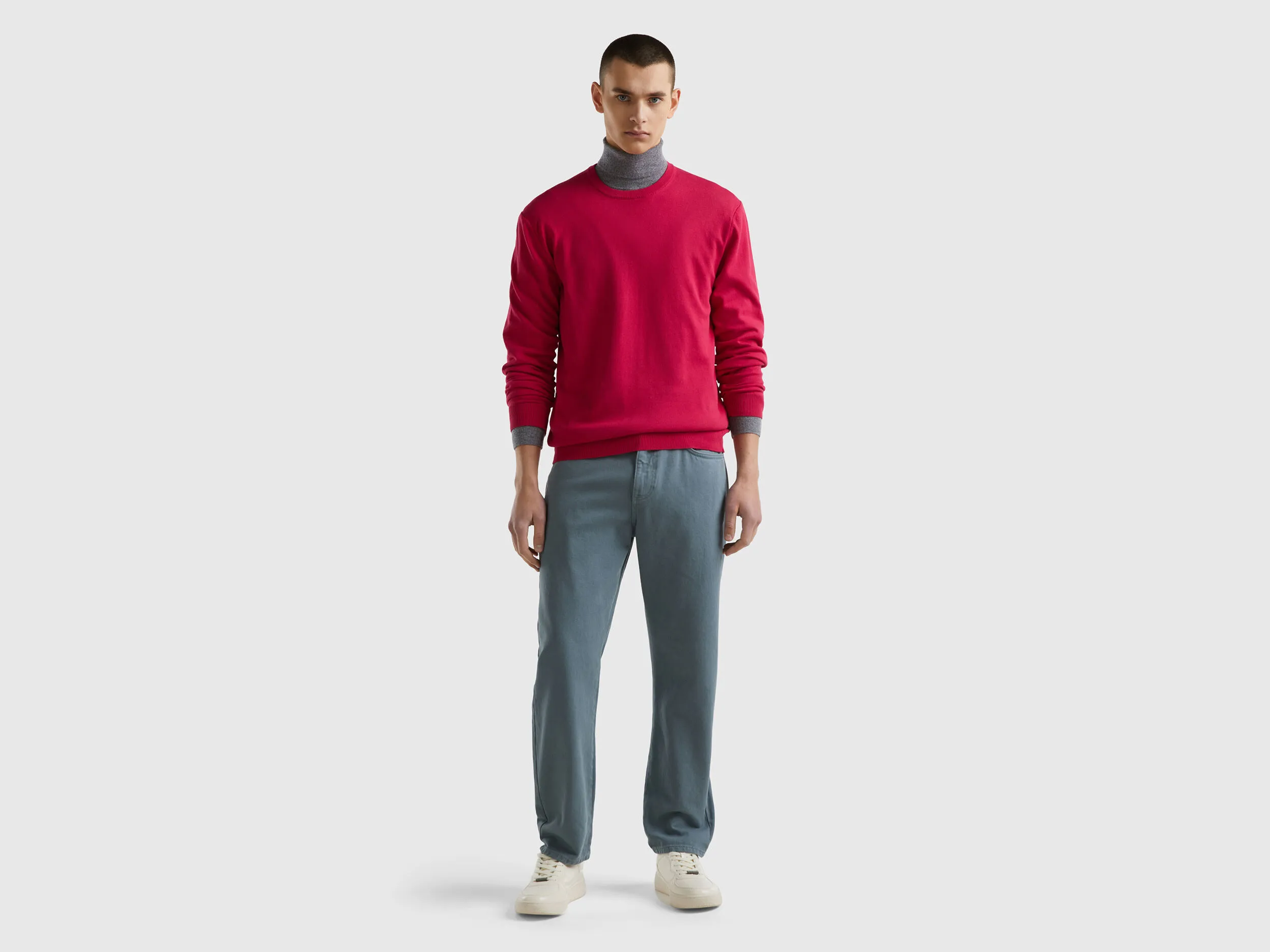 Jersey de cuello redondo de 100% algodón
