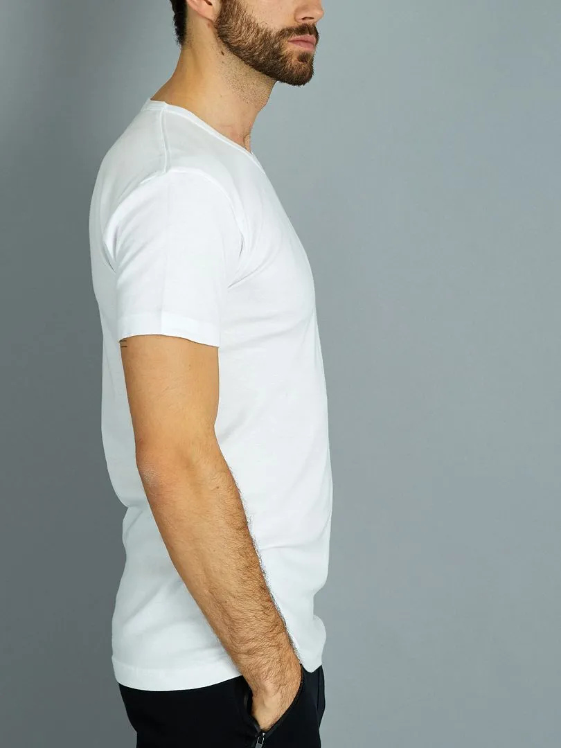 JUEGO DE 2 CAMISETAS DE ALGODóN CON CUELLO DE PICO 'DIM'  BLANCO
