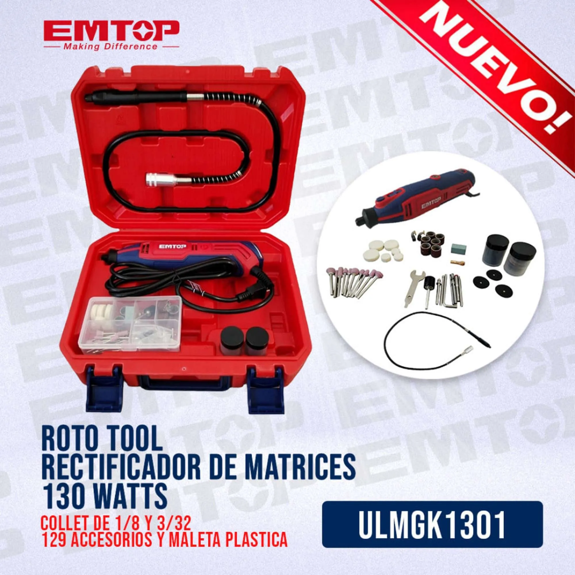 Juego De Roto Tool Con Eje Flexible 129 Accesorios