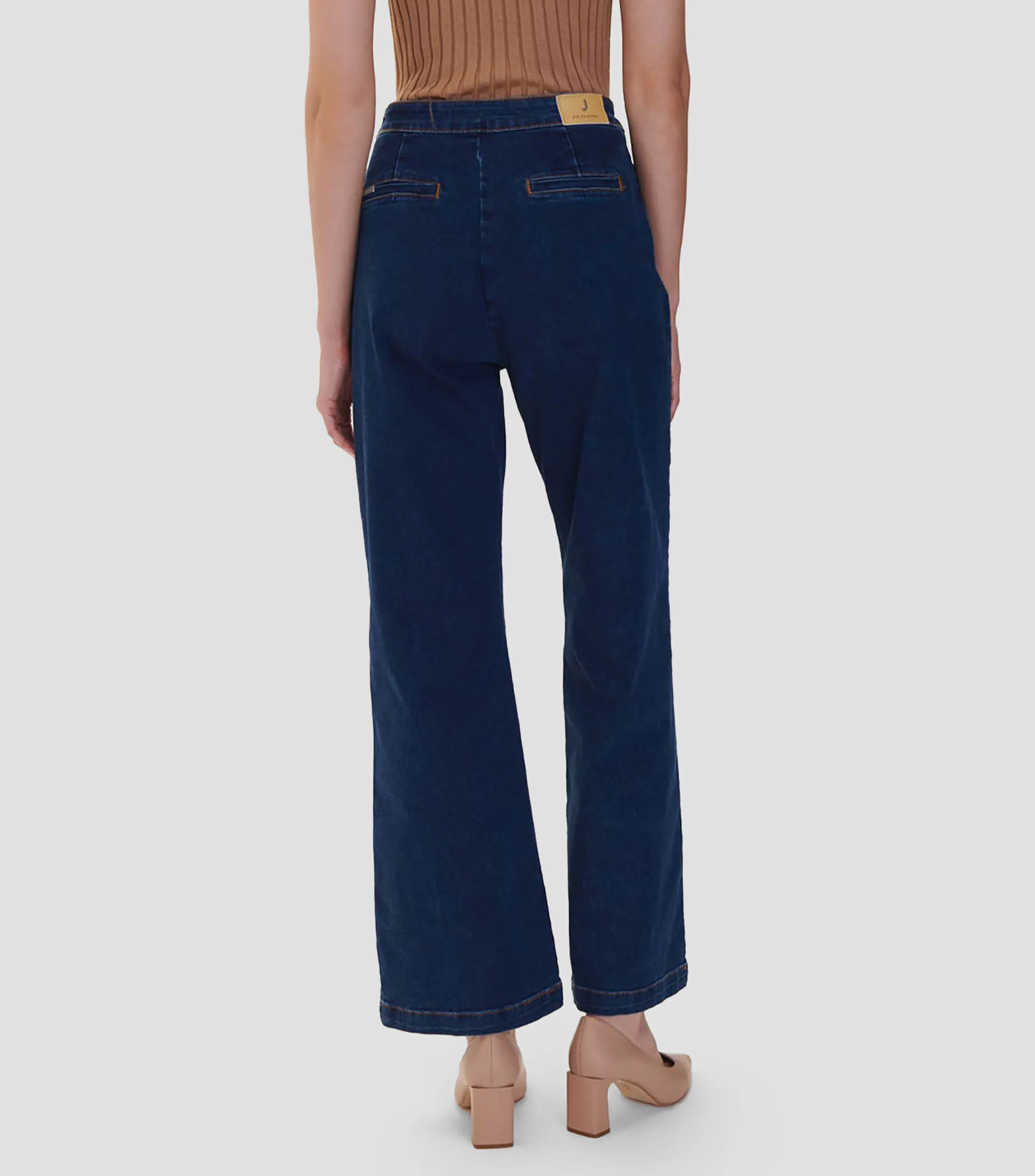 Julio Jeans Wideleg Tiro Alto Botones Delanteros Mujer