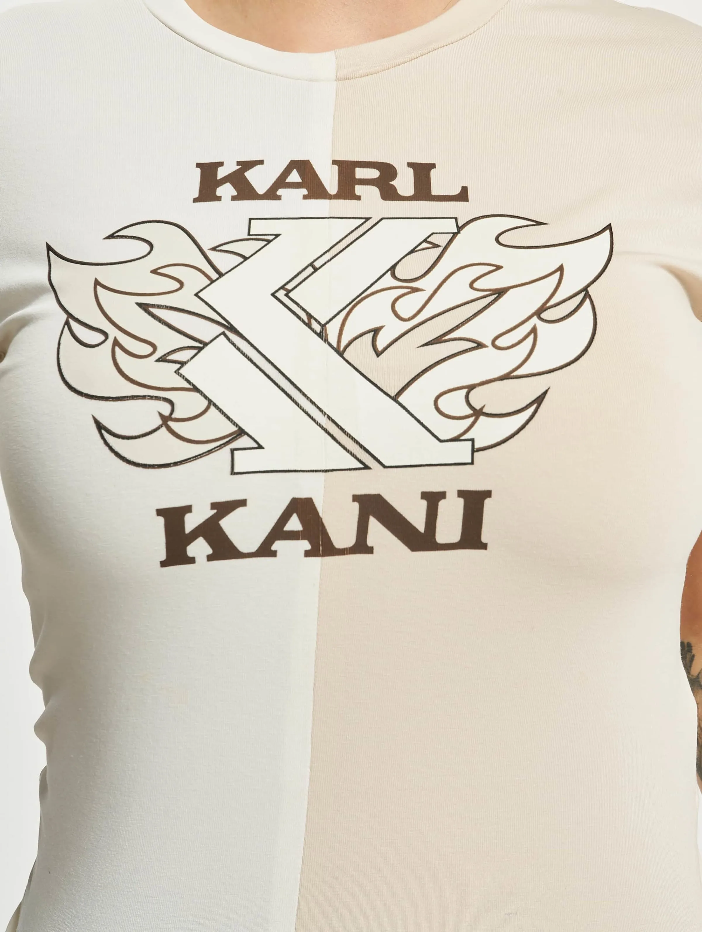 KARL KANI RETRO BLOCK CROP TSHIRT WHITE/LIGHT