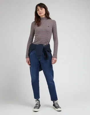 Lee Ribbed Long Sve Striped Tee "Dark Mauve"