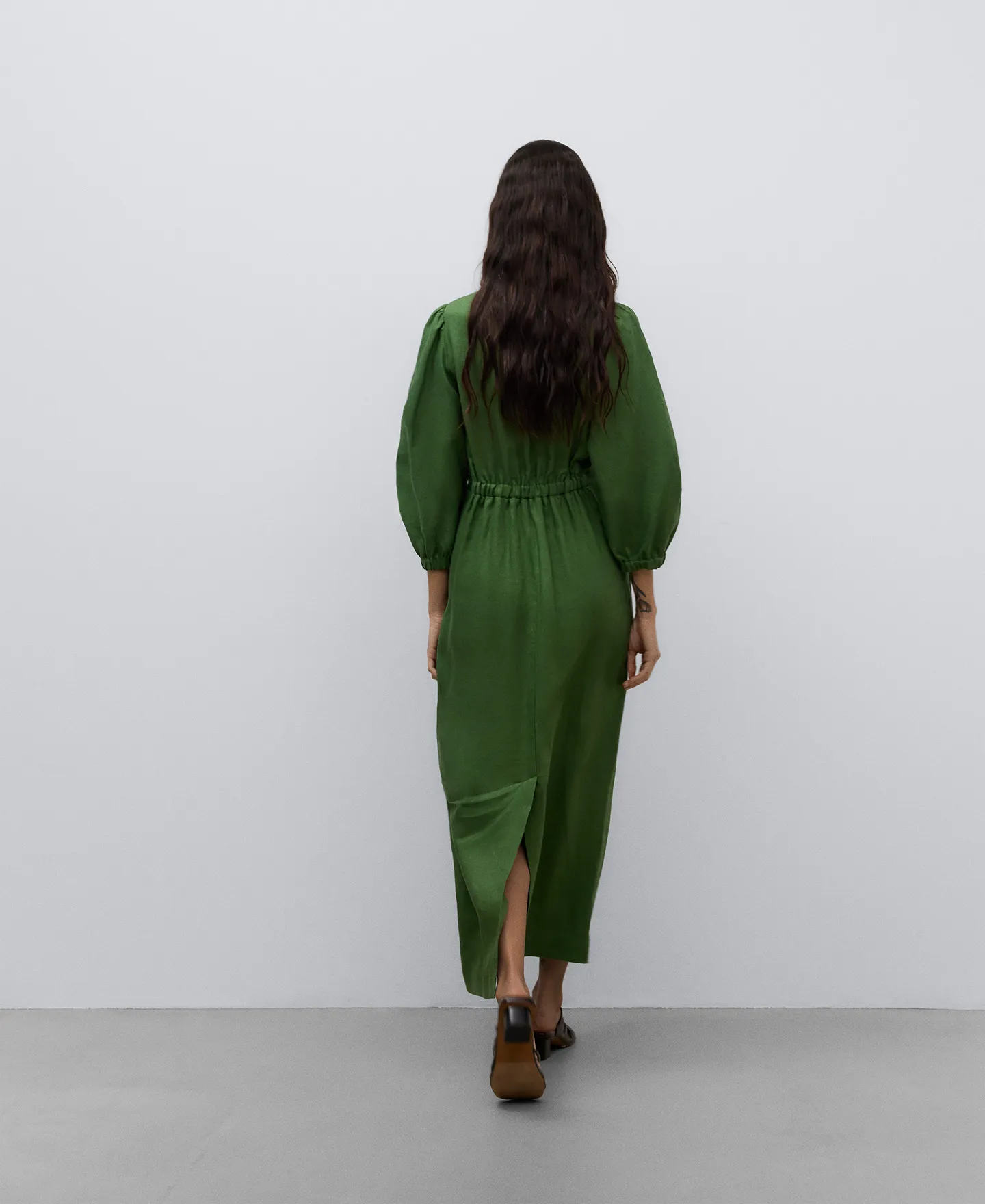Linen midi dress woman