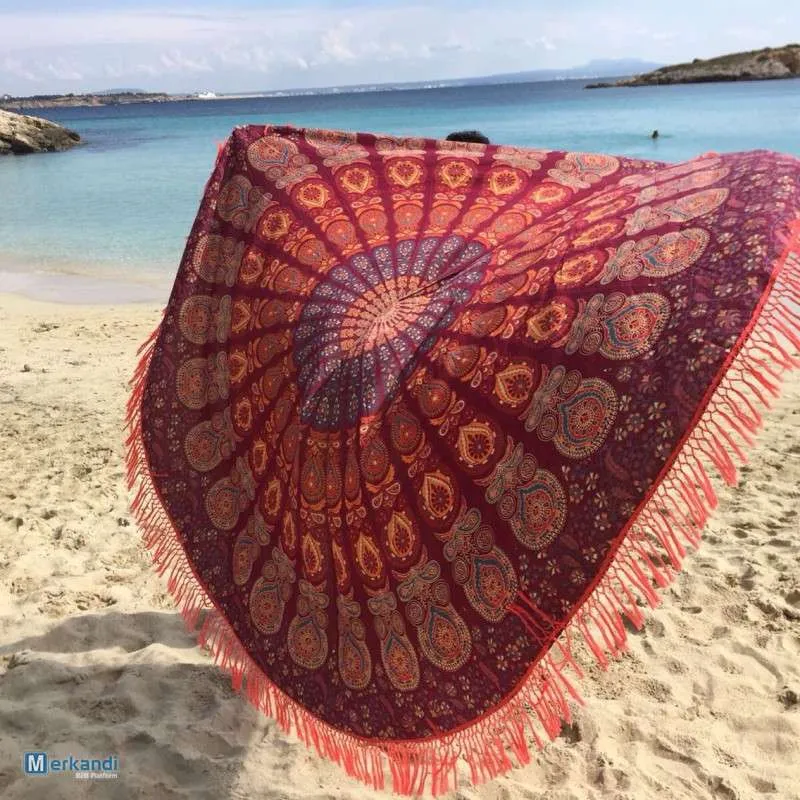 Lote Surtido de Verano 2022: Bolsos de Playa y Pareos Redondos XXL al Por Mayor