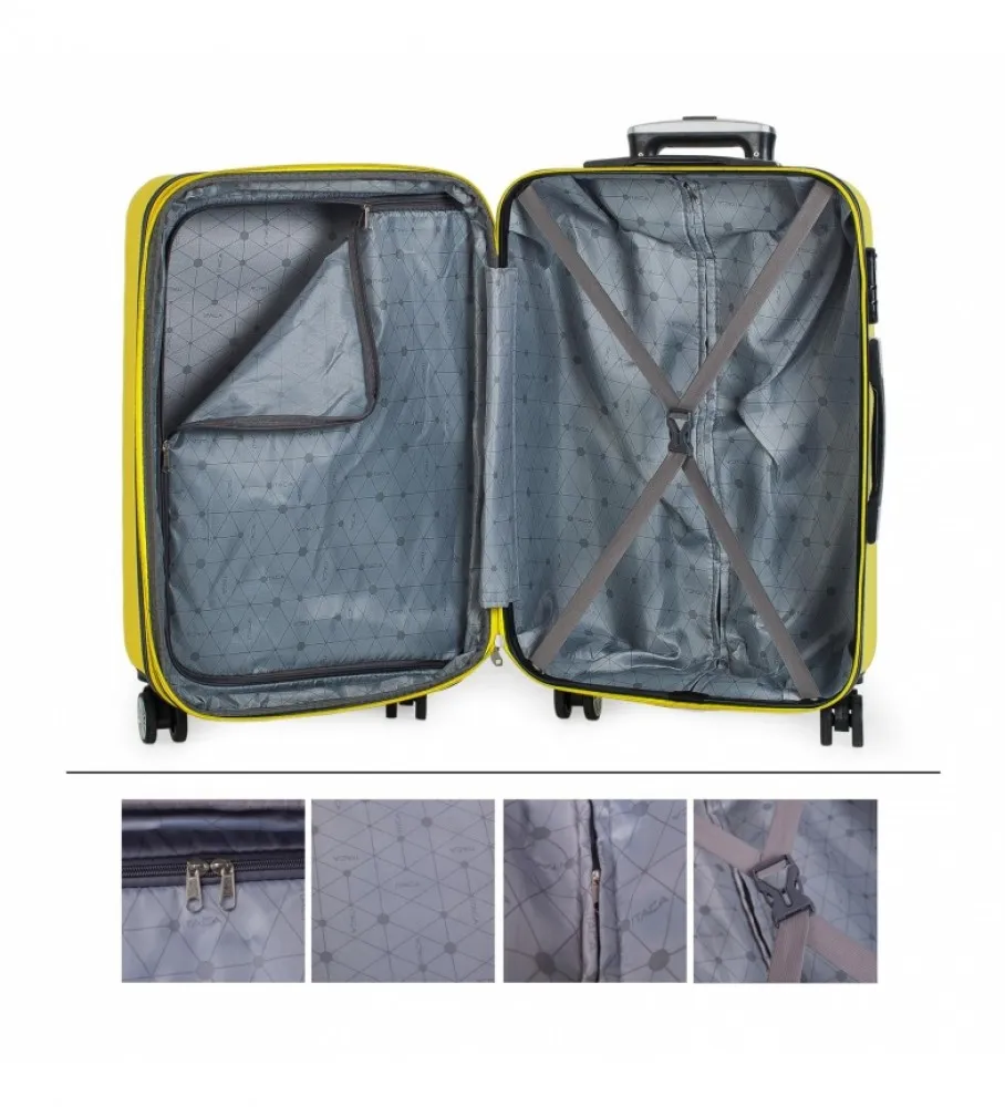 MALETA DE VIAJE GRANDE 4 RUEDAS TROLLEY 71270 AMARILLO 68X47X30CM