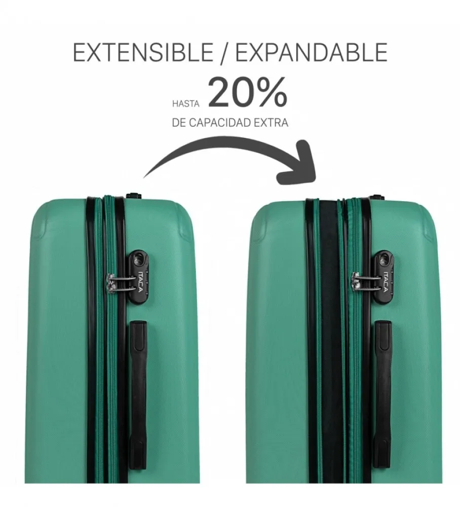MALETA DE VIAJE GRANDE XL Rí­GIDA 4 RUEDAS T71570 VERDE 76X49X30CM