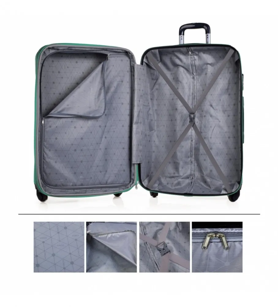 MALETA DE VIAJE GRANDE XL Rí­GIDA 4 RUEDAS T71570 VERDE 76X49X30CM