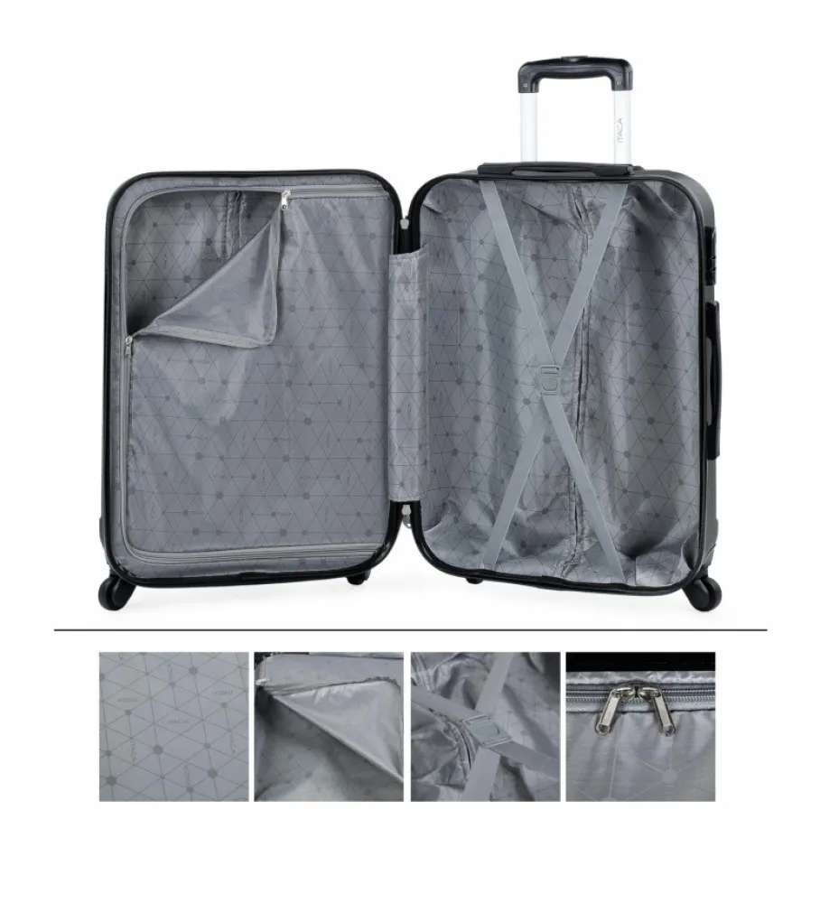 MALETA DE VIAJE MEDIANA RíGIDA 4 RUEDAS 771160 NEGRO 63X42X24CM