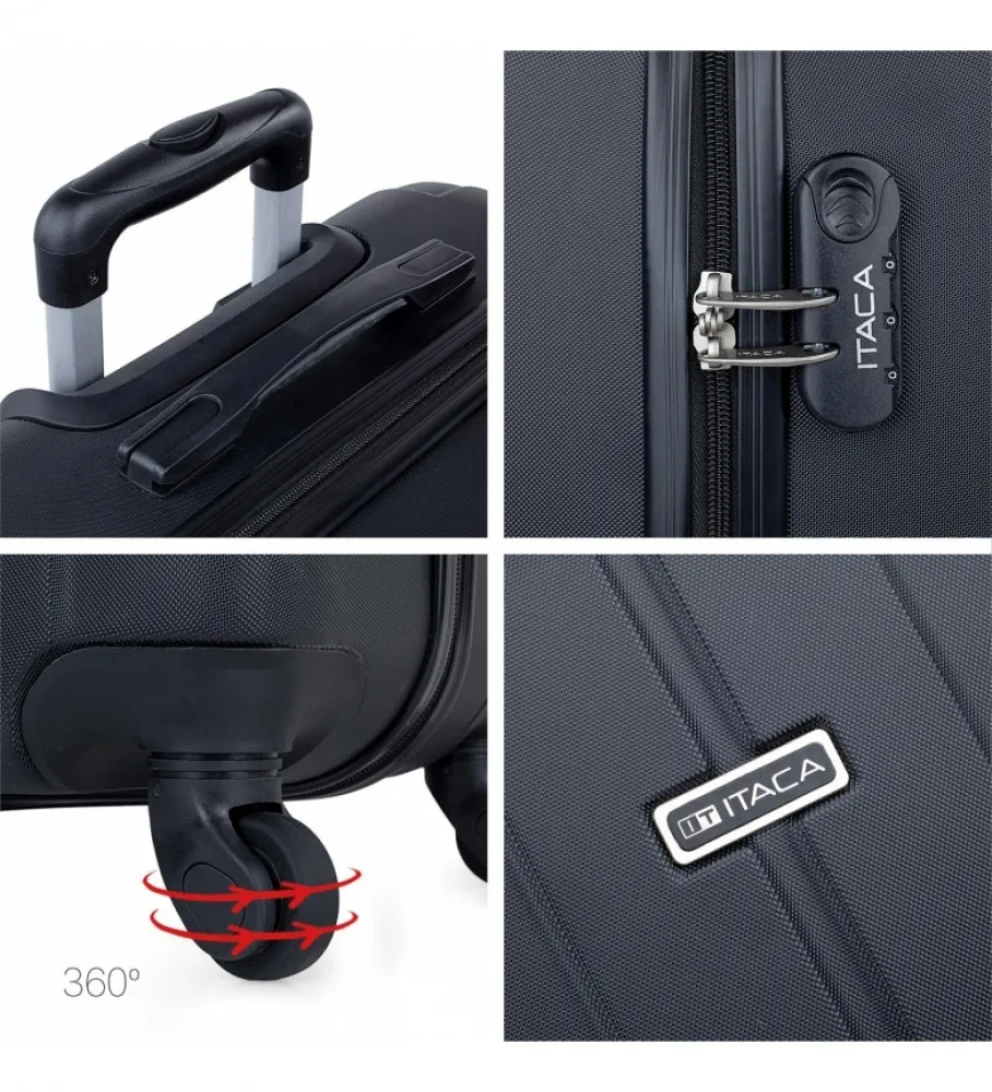 MALETA DE VIAJE MEDIANA RíGIDA 4 RUEDAS 771160 NEGRO 63X42X24CM