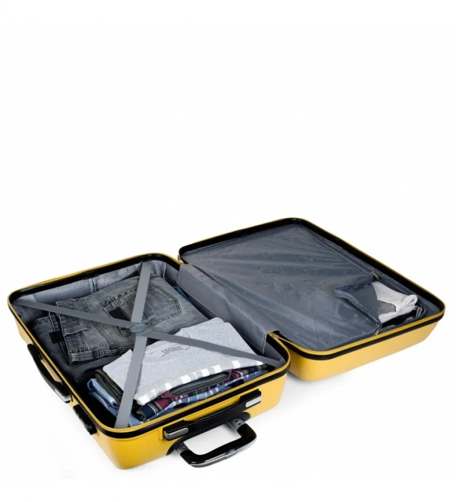 MALETA DE VIAJE RíGIDA 4 RUEDAS T71660 MOSTAZO 61X44X26CM