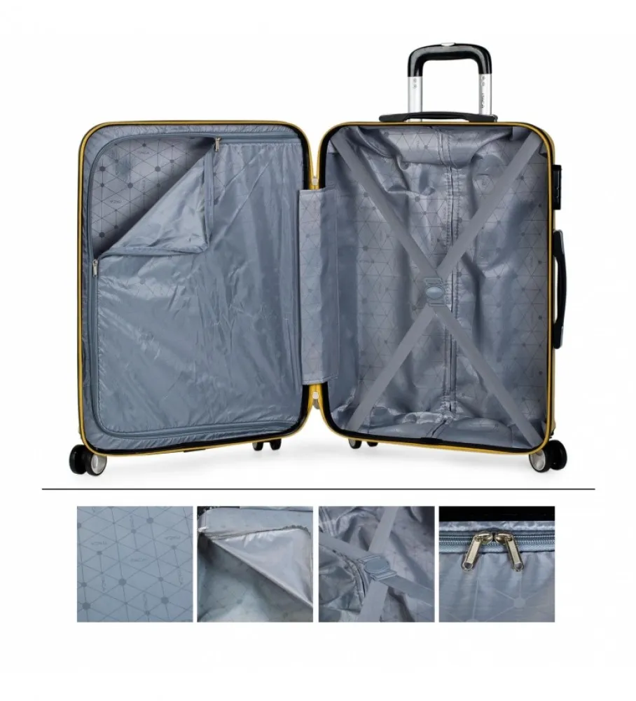 MALETA DE VIAJE RíGIDA 4 RUEDAS T71660 MOSTAZO 61X44X26CM