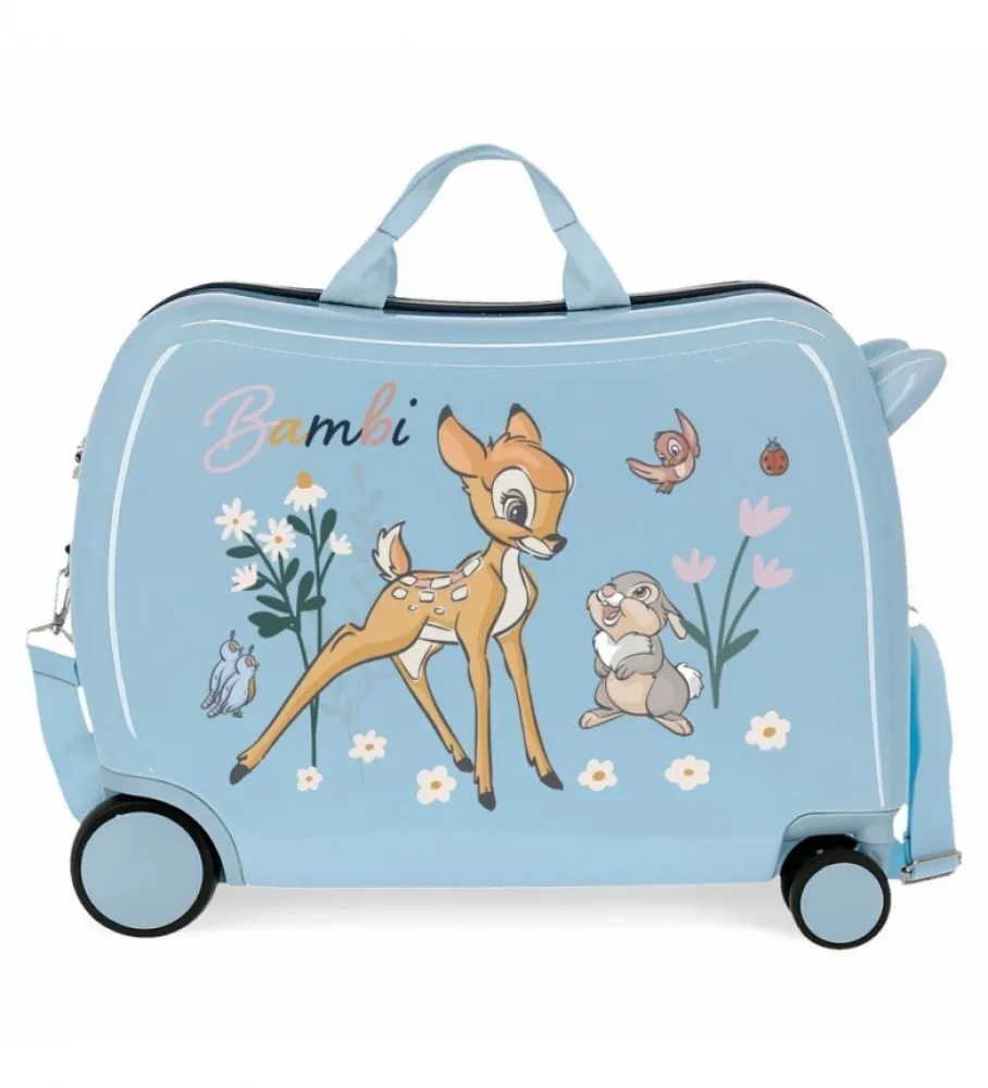 Maleta infantil 2 ruedas multidireccionales Before the Bloom Bambi azul