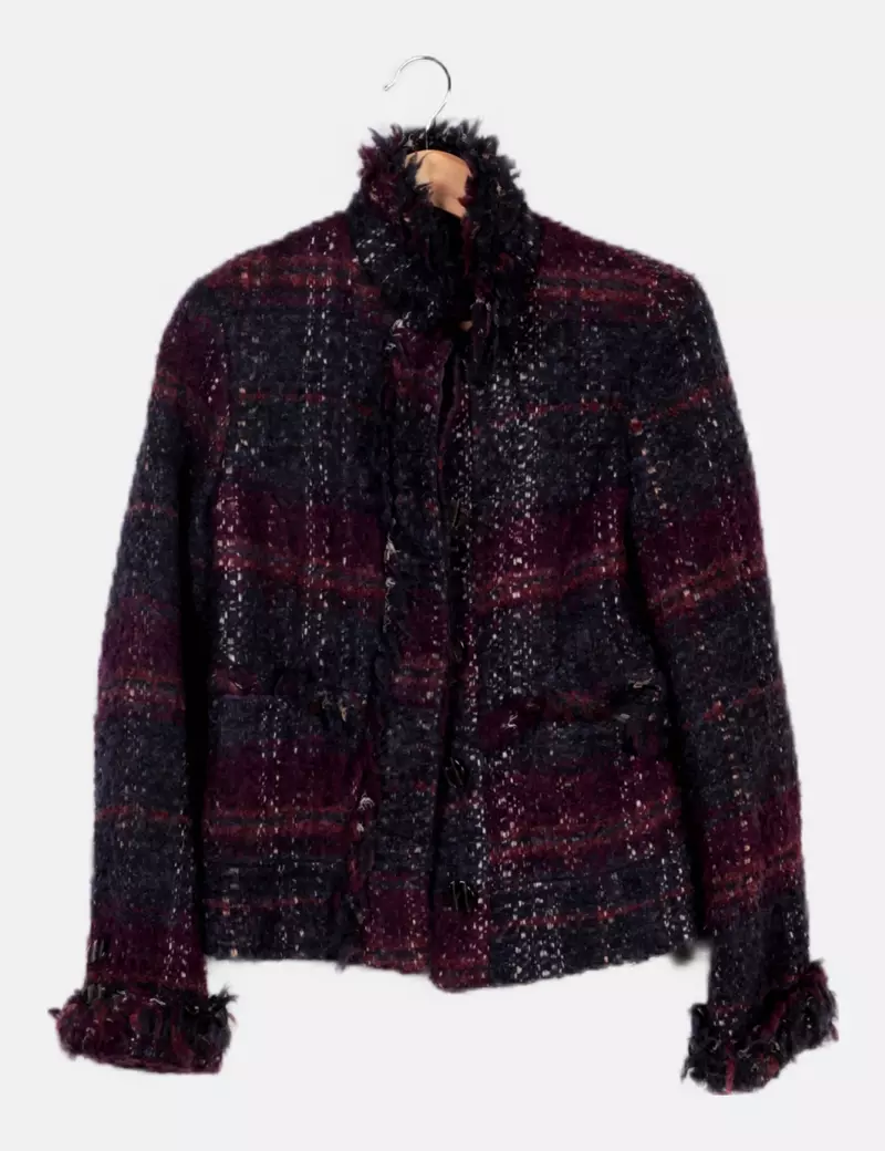 Mango Chaqueta morada punto