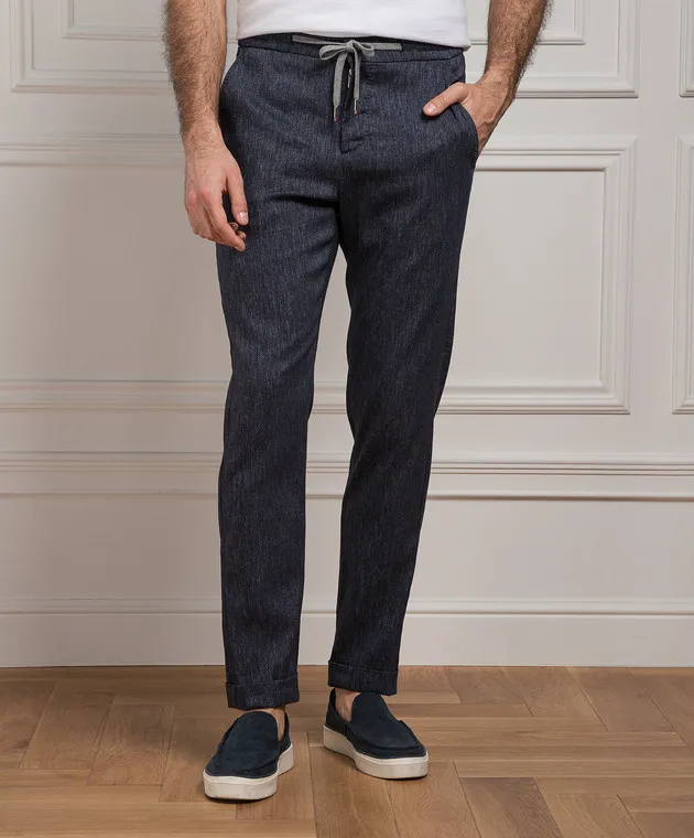 Marco Pescarolo CARACCIOLO blue pants made of cashmere and linen