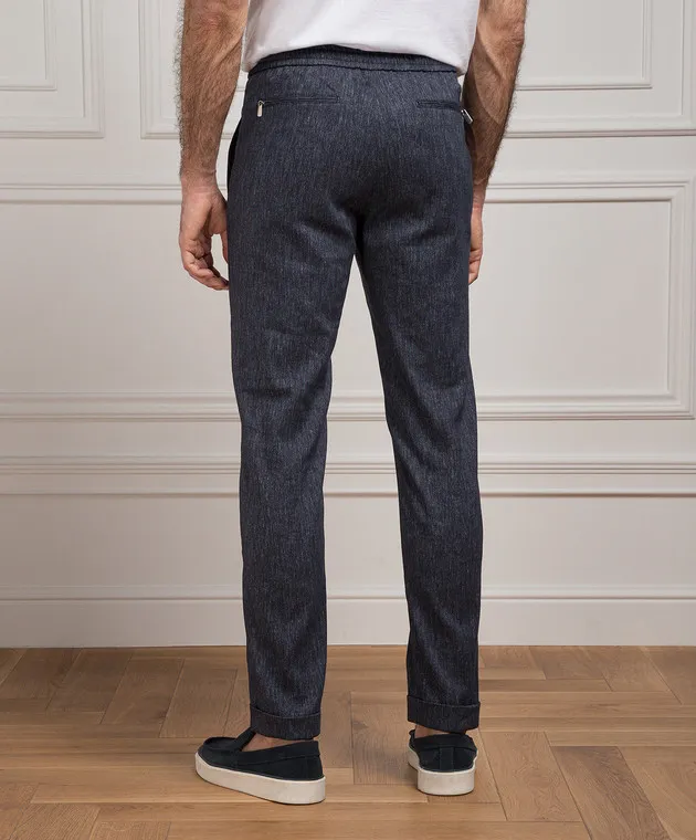 Marco Pescarolo CARACCIOLO blue pants made of cashmere and linen