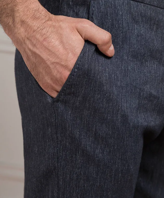 Marco Pescarolo CARACCIOLO blue pants made of cashmere and linen