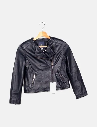 Massimo Dutti Chaqueta biker negra