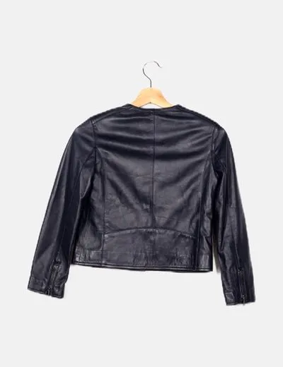 Massimo Dutti Chaqueta biker negra
