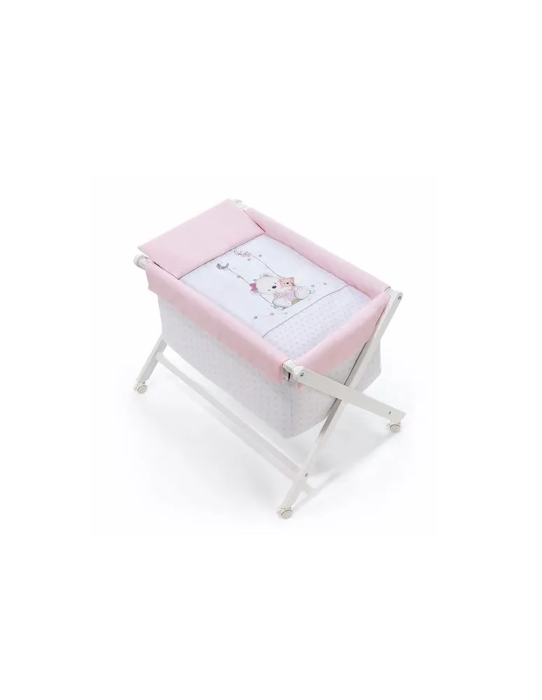 MINICUNA COLUMPIO OSO ROSA DON ALGODÓN