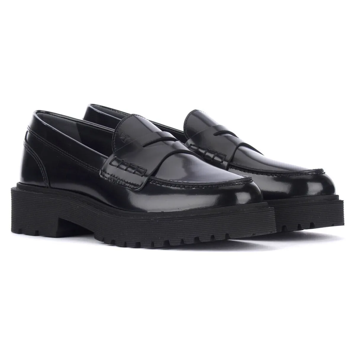 Mocasín de cuero negro  H543
