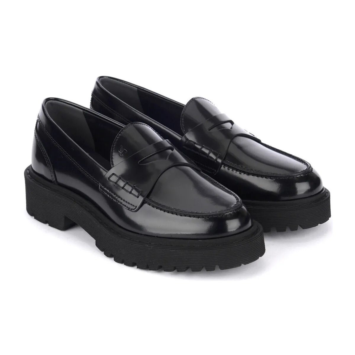 Mocasín de cuero negro  H543