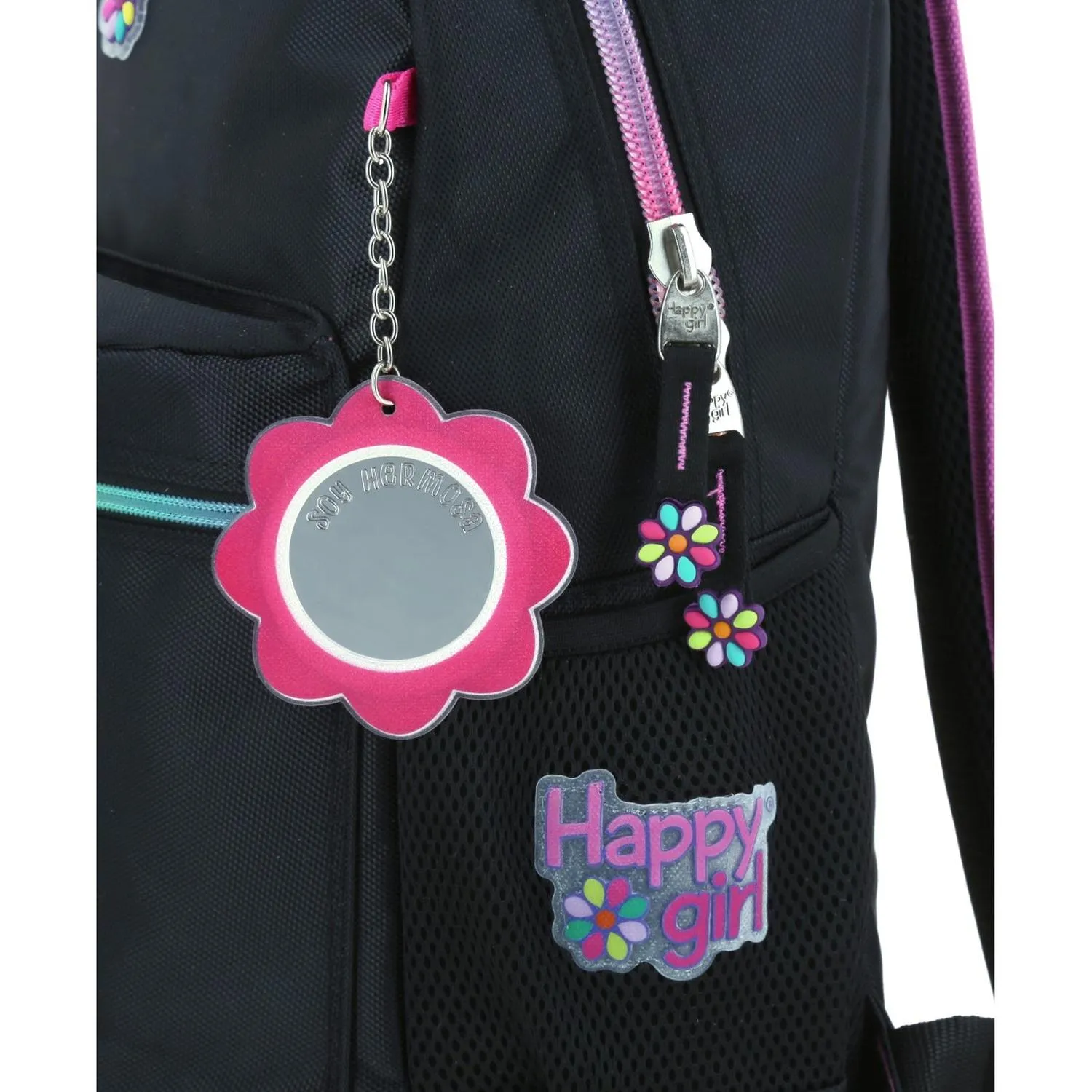 Mochila Negra con Porta Tablet De Hasta 10. Para Nia Happy Girl Alely