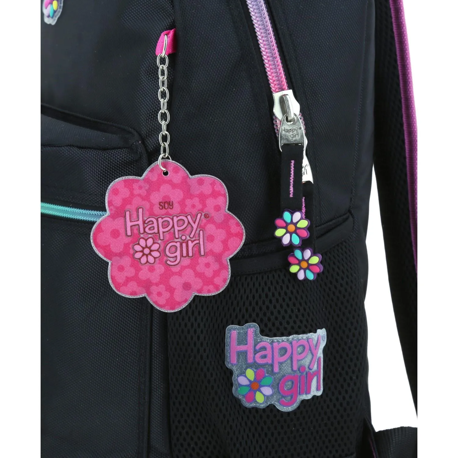 Mochila Negra con Porta Tablet De Hasta 10. Para Nia Happy Girl Alely