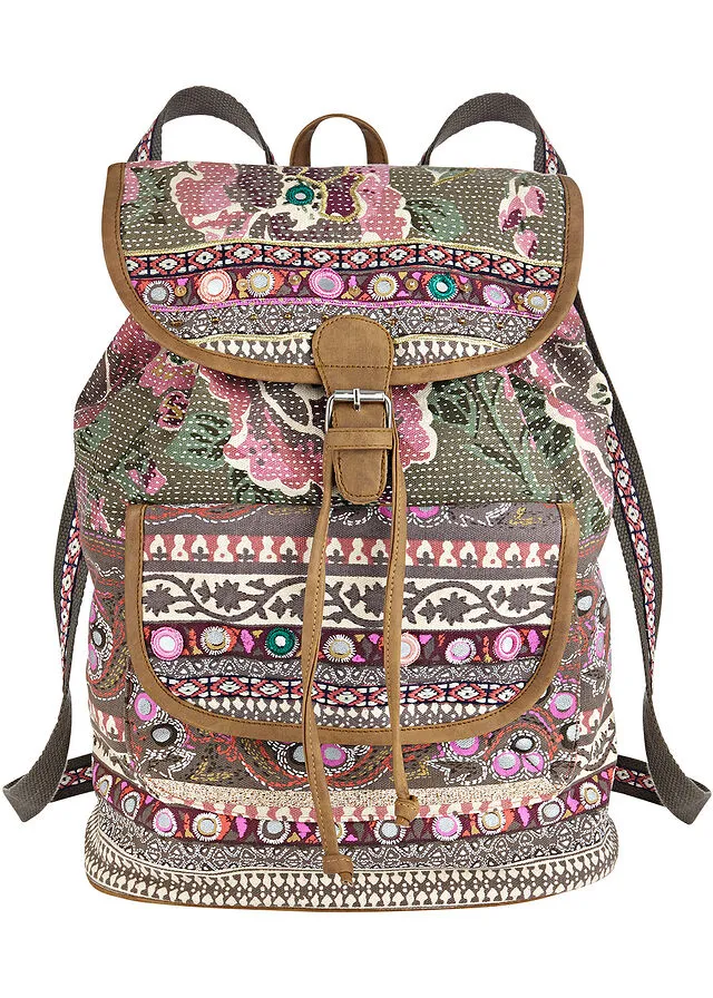 MOCHILA VERDE OLIVAROSA DE FLORES
