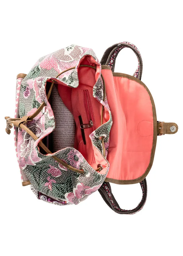 MOCHILA VERDE OLIVAROSA DE FLORES