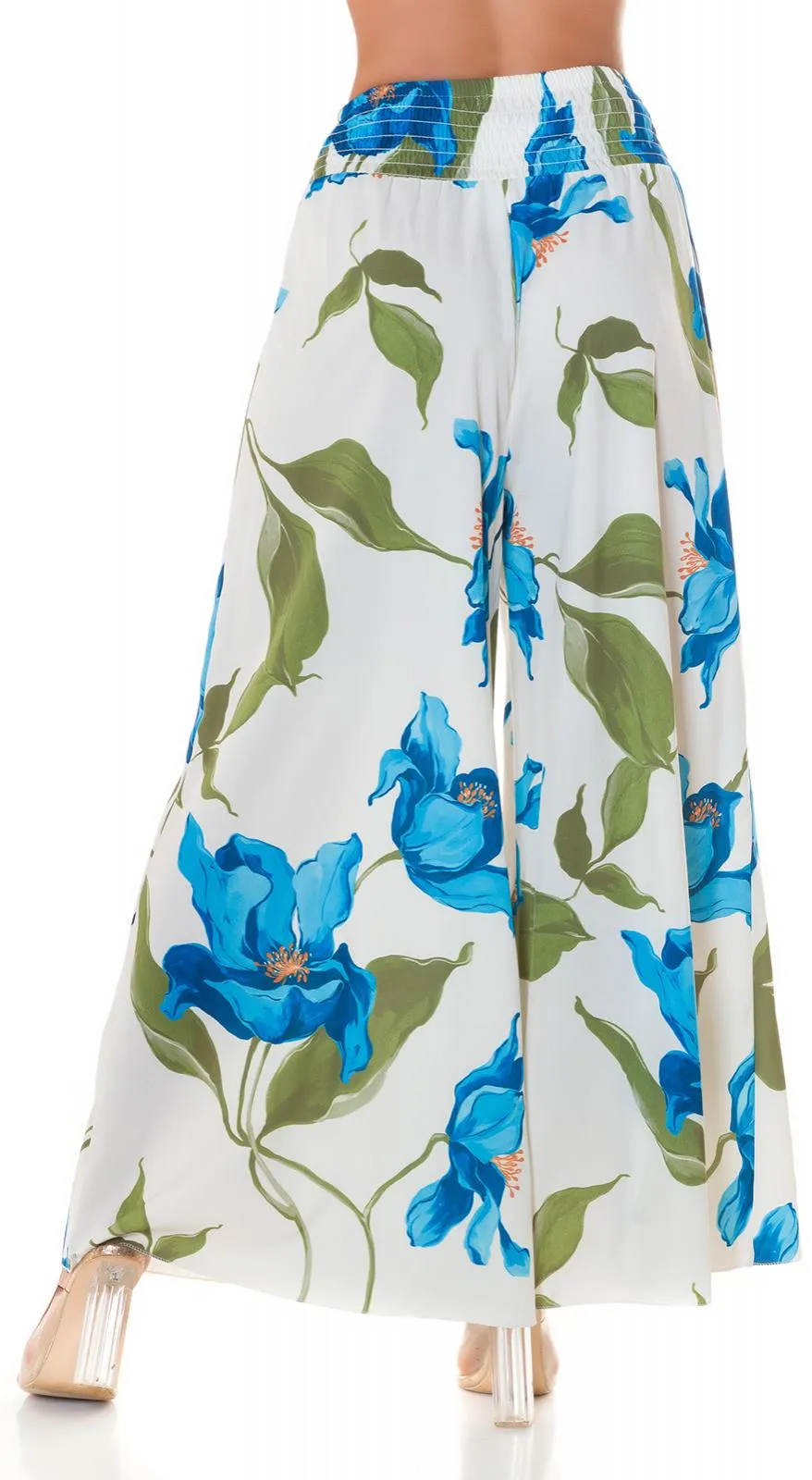 Moda verano pantalón de flores Turquesa