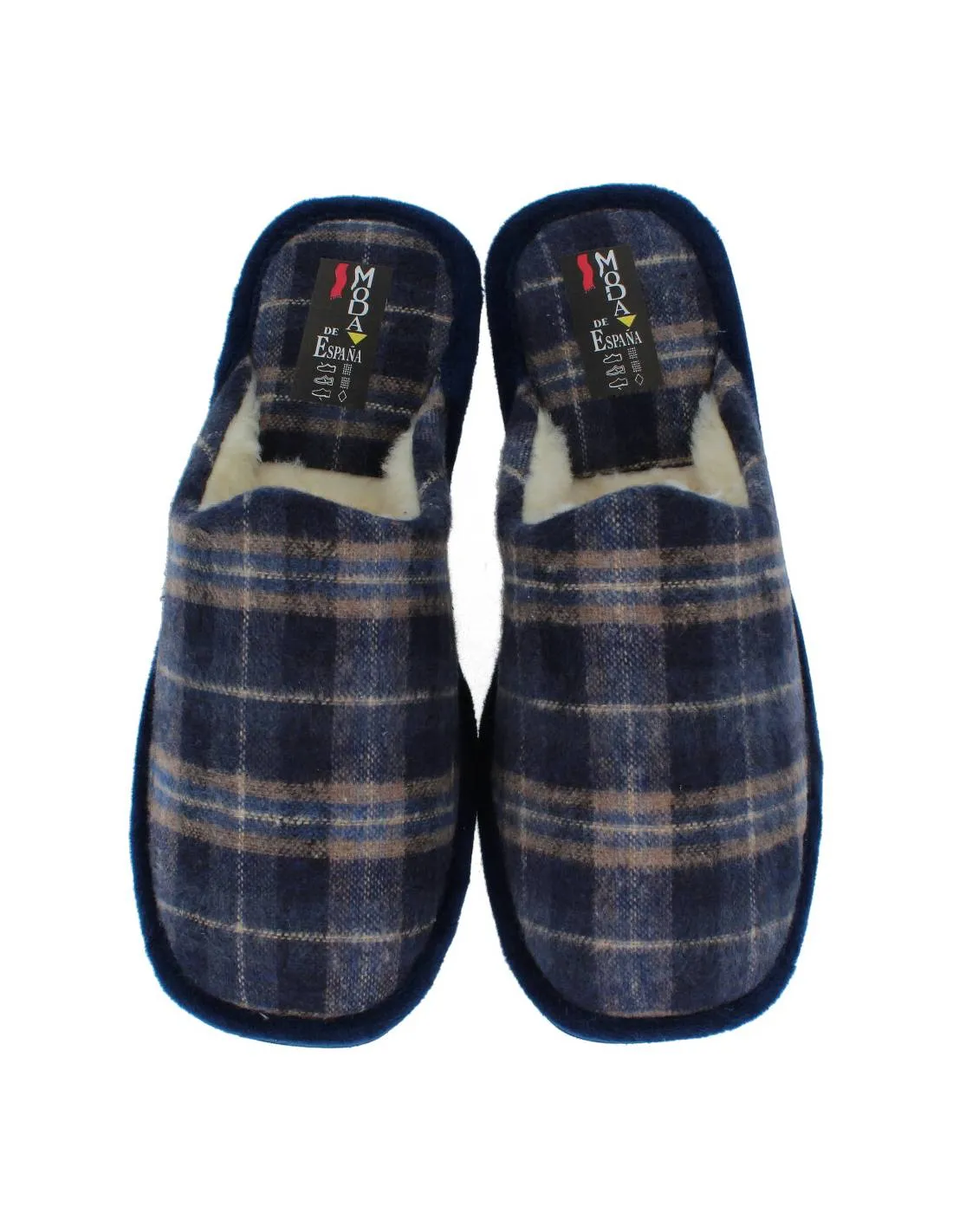 MODA  ZAPATILLAS CASA CUADROS MARINO
