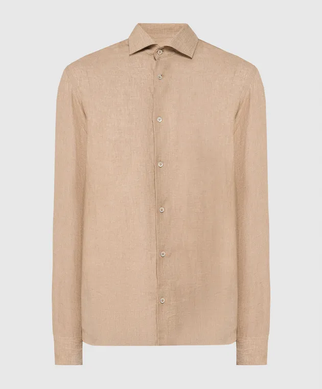 MooRER Beige linen shirt ROMAN