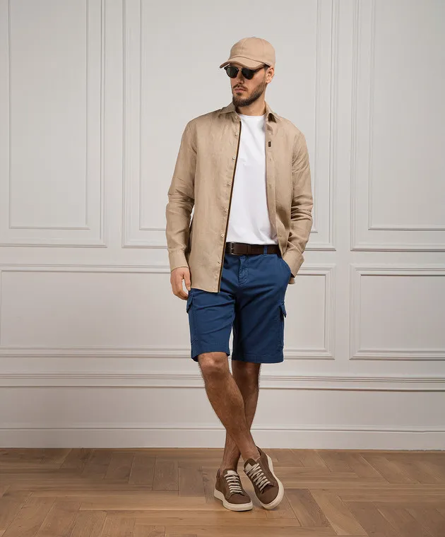 MooRER Beige linen shirt ROMAN