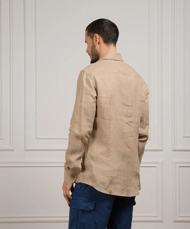 MooRER Beige linen shirt ROMAN