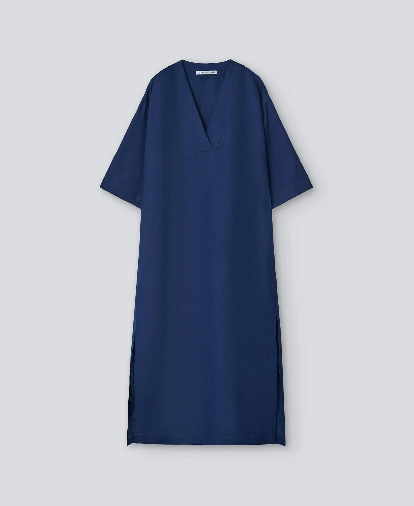 Navy blue linen dress woman