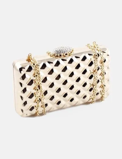 NoName Bolso de mano glitter dorado