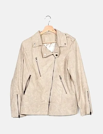 NoName Chaqueta biker antelina beige