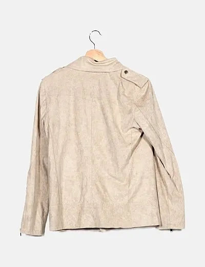 NoName Chaqueta biker antelina beige