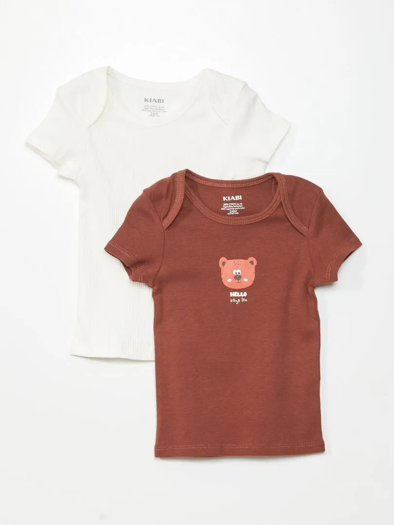 PACK DE 2 CAMISETAS DE PUNTO  MARRON