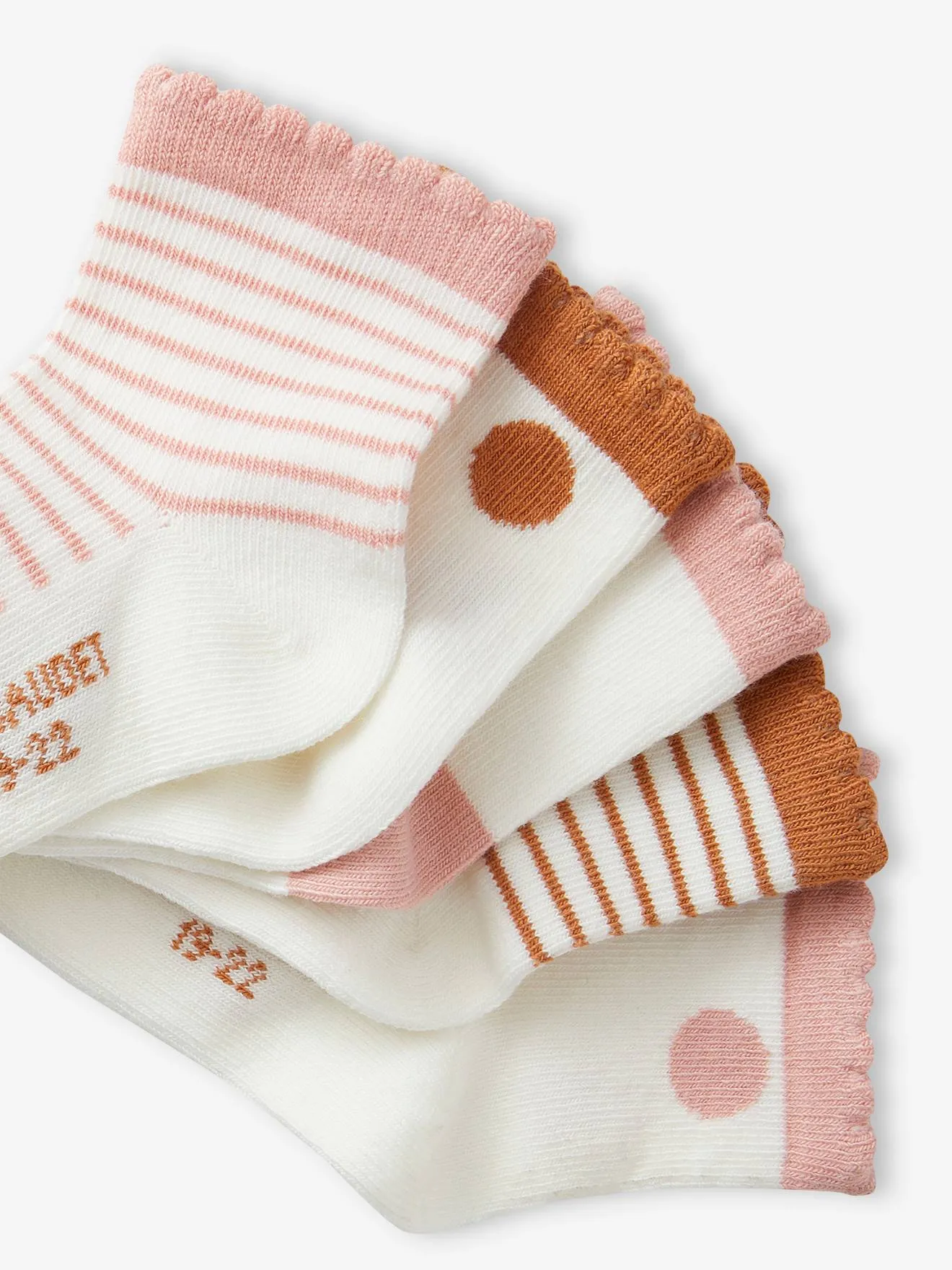 Pack de 5 pares de calcetines con lunares/a rayas para bebé niña