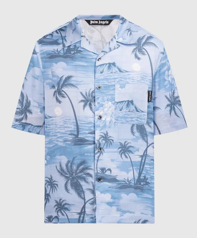 Palm Angels SUNSET blue shirt with linen